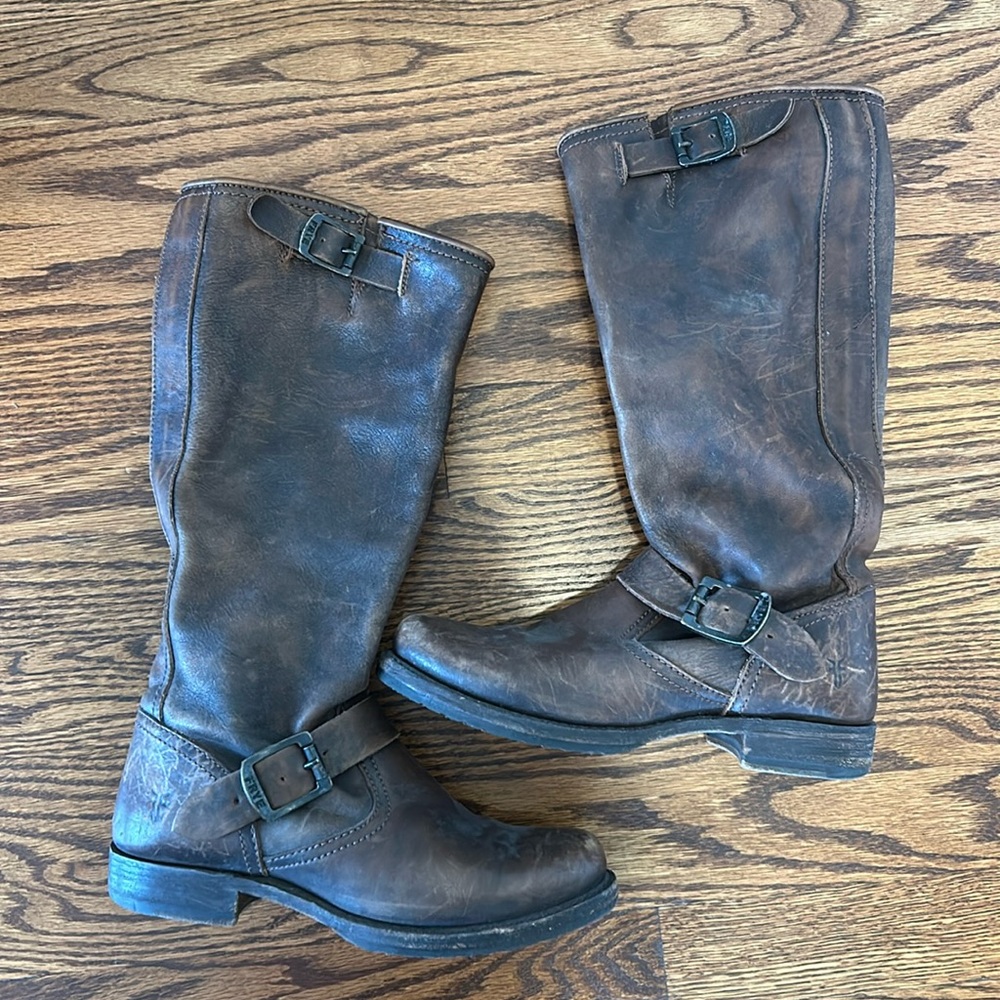 Frye Veronica Woman’s size 6.5B Slouch Mid-Calf Brown Leather Riding Boots 77609